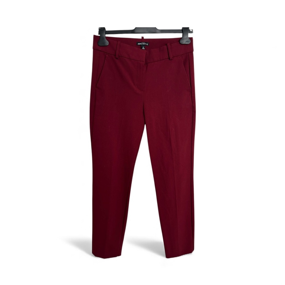 Women’s red slim-leg ankle pants by Mercantile; office chick, professional